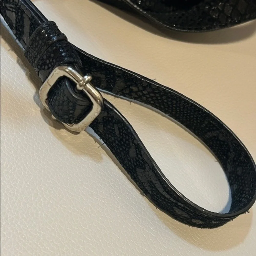 Sharif 1827 Black Leather Suede Butterfly Bucket Bag Crossbody New York Design